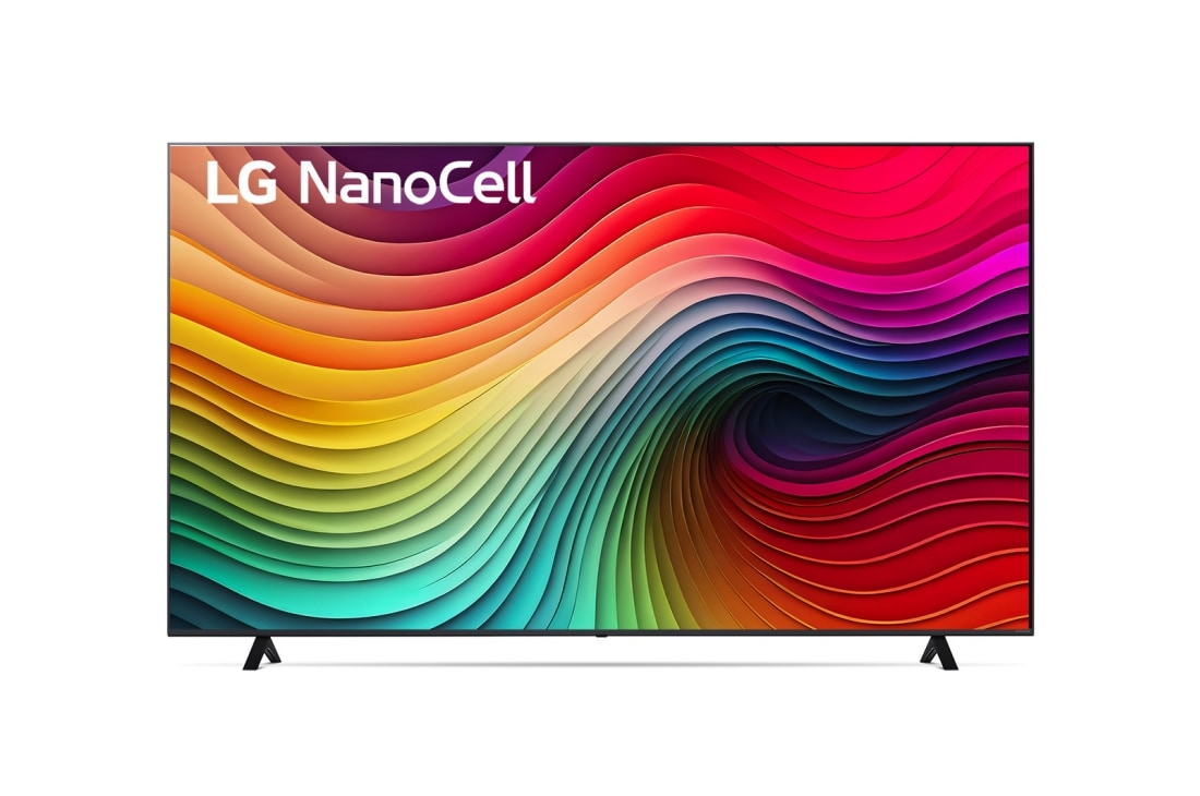 LG Телевизор NanoCell NANO80 4K Smart TV 75'' LG 75NANO80 , Вид спереди на телевизор LG NanoCell, NANO80 с текстом «LG NanoCell», «2024» и логотипом webOS Re:New Program на экране., 75NANO80T6A