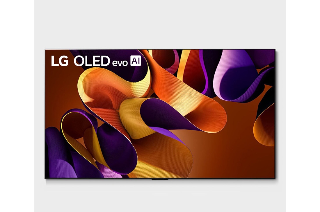 LG Телевизор Smart TV OLED evo AI G4 4K 55'' LG OLED55G4, Вид спереди на телевизор LG OLED evo, OLED G4, эмблему «OLED №1 в мире в течение 11 лет» и logo 5-летней гарантии на панель на экране, а также на расположенную ниже звуковую панель, OLED55G4RLA