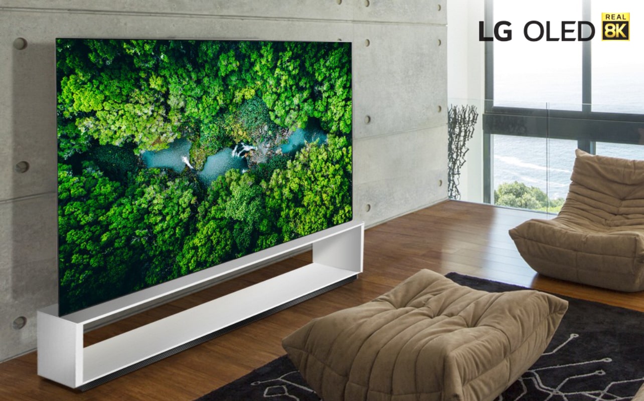 Телевизор LG OLED 8k в гостиной