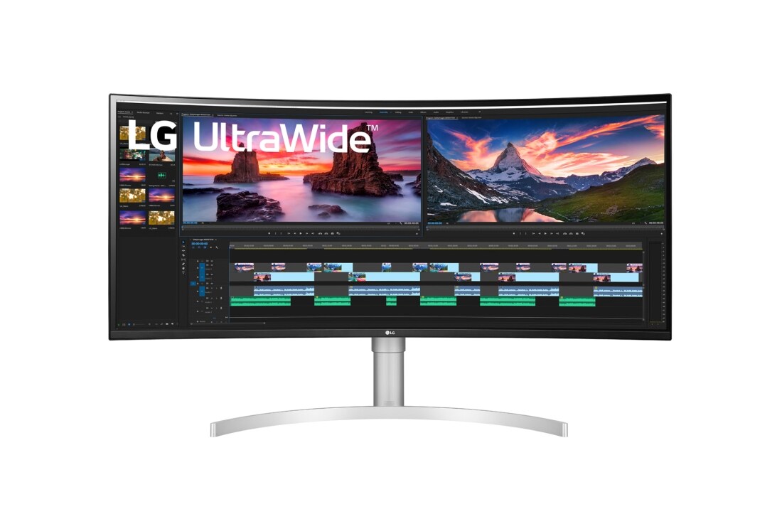 LG 38-palcový zakrivený monitor UltraWide™ s rozlíšením QHD+ a technológiou Nano IPS, pohľad spredu, 38WN95CP-W