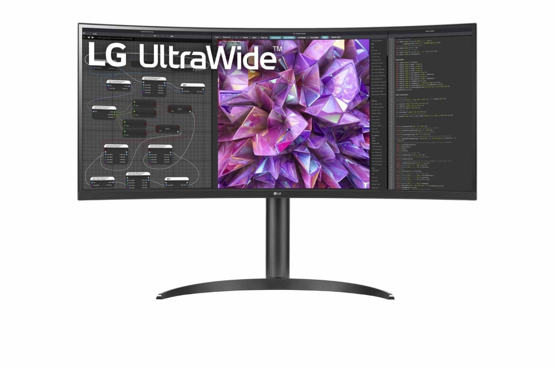 LG 34-palcový zakrivený monitor UltraWide™ s pomerom strán 21:9 a rozlíšením QHD (3440 × 1440), pohľad spredu, 34WQ75C-B