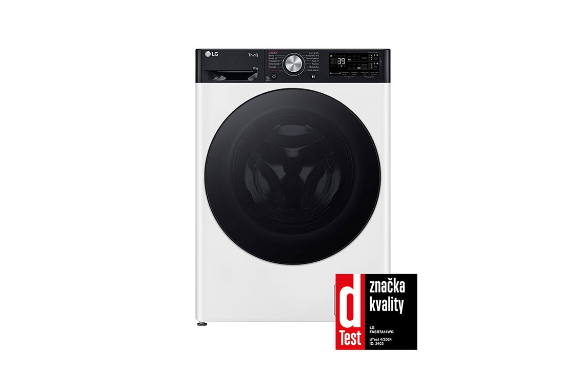 LG 11 kg parná práčka LG | 1400 ot./min | Direct Drive™ | AI DD™ | ezDispense™ | TurboWash™360°, front view, FASR7A14WG