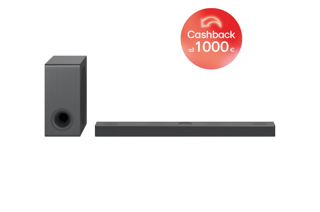 LG S80QY - LG Soundbar LG, pohľad spredu so subwooferom, S80QY