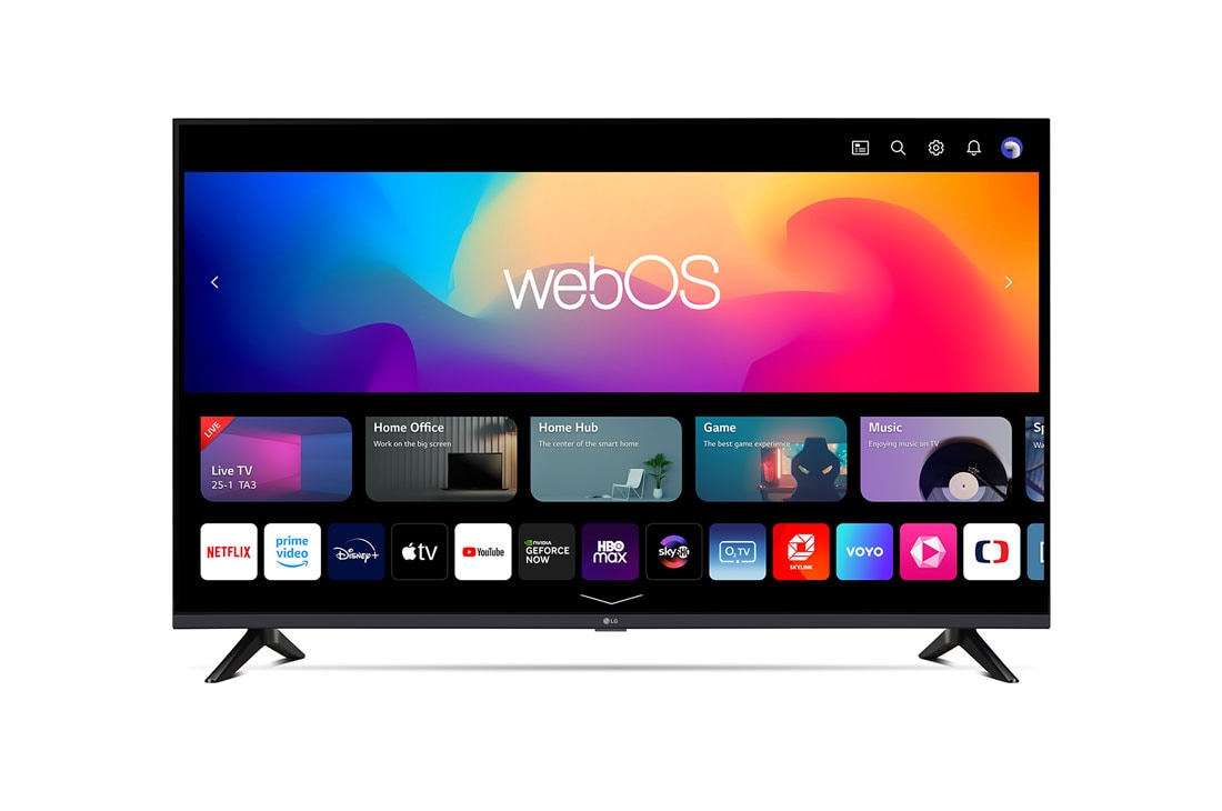 LG 65-palcový televízor Smart TV LG UHD UR73 s rozlíšením 4K, 2023, Pohľad spredu na televízor LG UHD TV, 65UR73003LA