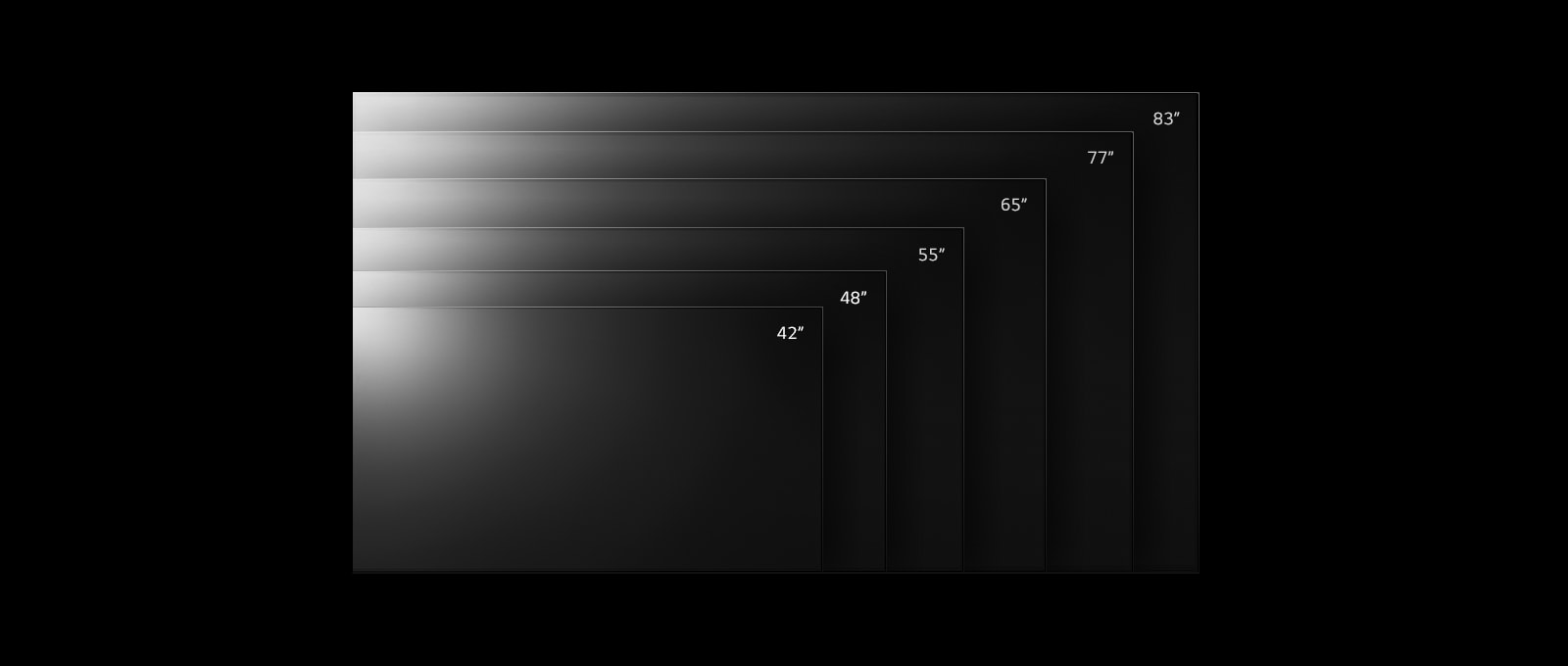 รุ่นทีวี LG OLED C2 มีหลายขนาดตั้งแต่ 55 นิ้วไปจนถึง 42 นิ้ว