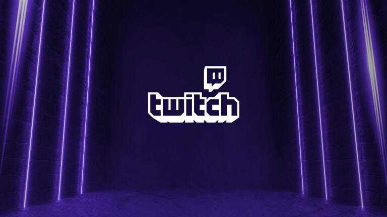Les icônes Google Stadia et Twitch sur un arrière plan violet.