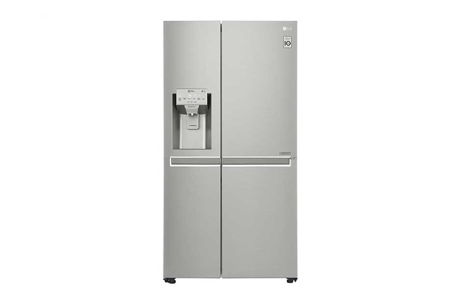 LG Réfrigérateur deux portes de 600 litres avec compresseur à onduleur Linear Inverter, Door Cooling+™ et LED tactile, ThinQ™ avec Wi-Fi - Platine argent, GC-J247CLAV