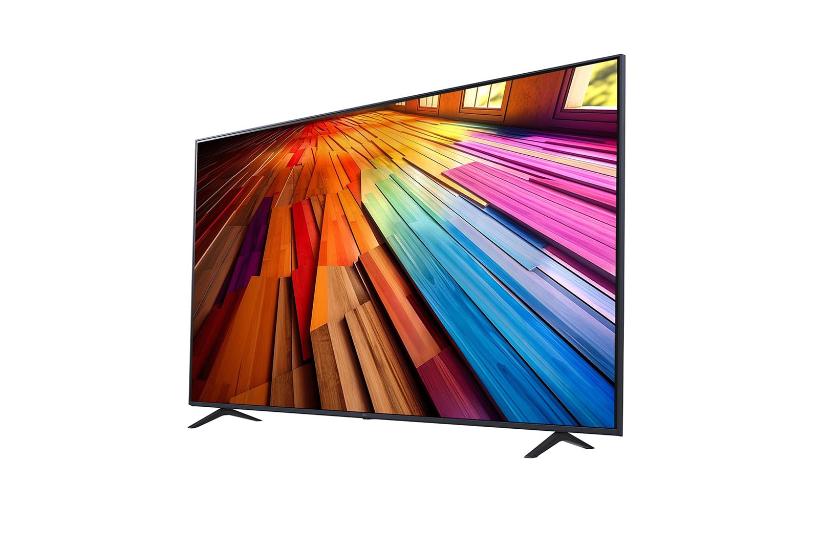LG Smart TV  LG UHD AI UT80 4K, 75 pouces, Télécommande Magique IA HDR10 webOS24 20240, Vue latérale légèrement inclinée vers la gauche du LG UHD TV, UT80, 75UT80006LB