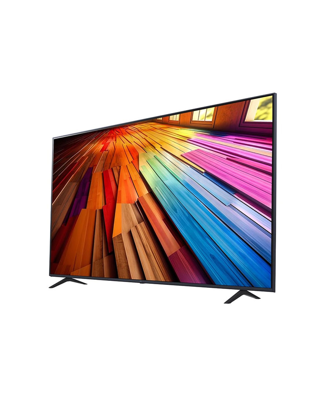 LG Smart TV  LG UHD AI UT80 4K, 75 pouces, Télécommande Magique IA HDR10 webOS24 20240, Vue latérale légèrement inclinée vers la gauche du LG UHD TV, UT80, 75UT80006LB