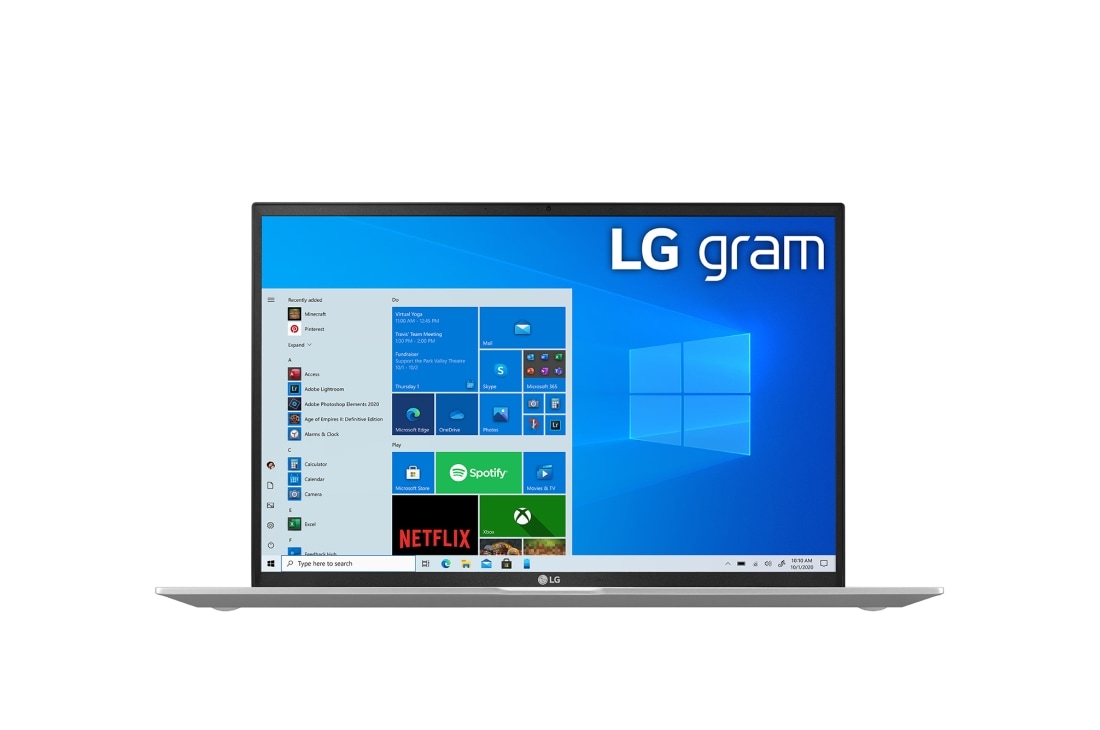 LG gram 17” 輕贏隨型 極致輕薄筆電 – 石英銀 (i7), 正視圖, 17Z90P-G