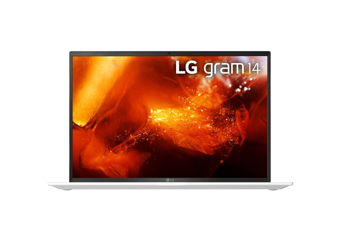 LG gram 14” 輕贏隨型 極致輕薄筆電 – 冰雪白 (i5), 正視圖, 14Z90P-G