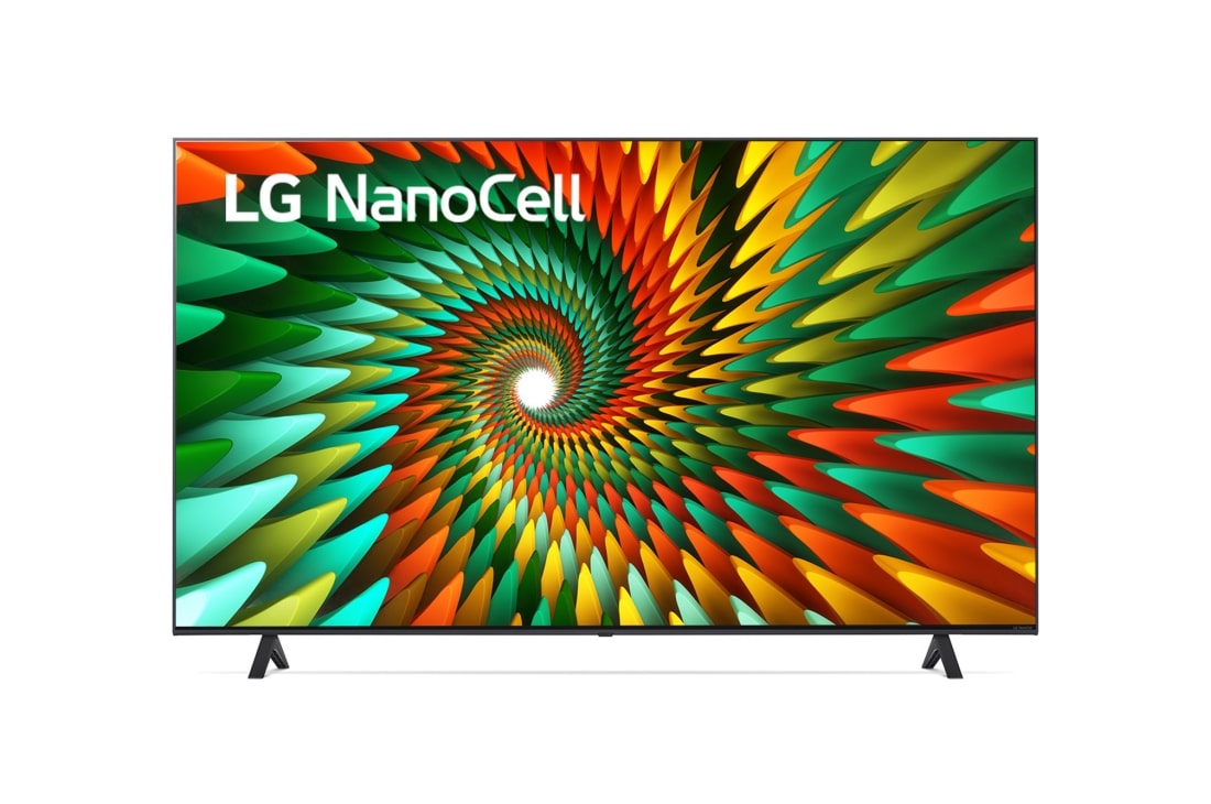 LG NanoCell 一奈米 4K AI 語音物聯網智慧電視/65吋 (可壁掛) / 2023, LG NanoCell 電視的前視圖, 65NANO77SRA