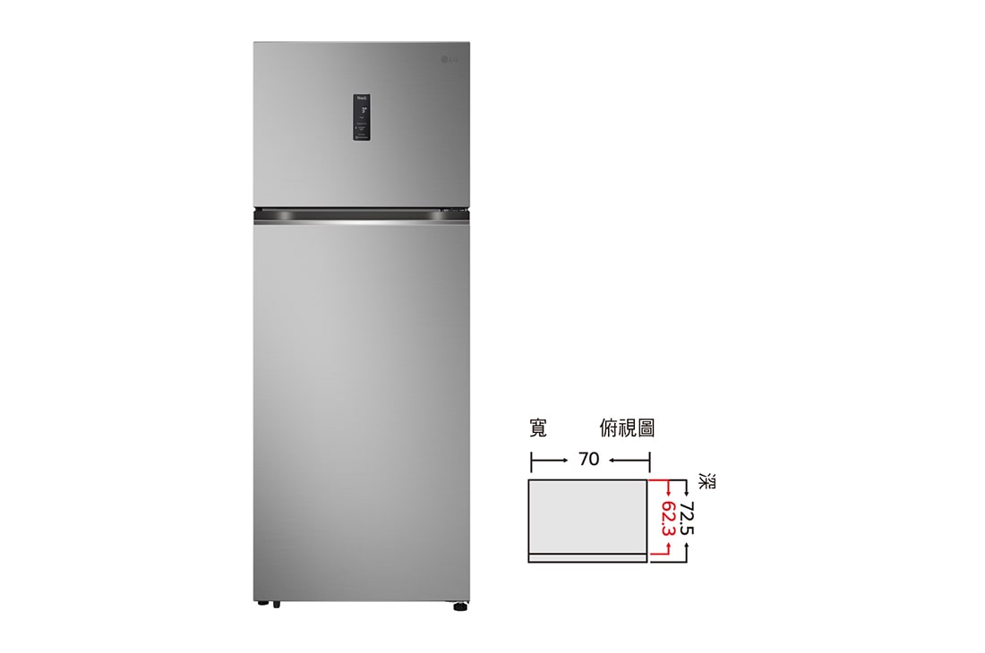 LG WiFi 智慧變頻雙門冰箱 星辰銀 / 461L (冷藏361/冷凍100), Front, GN-HL460PS