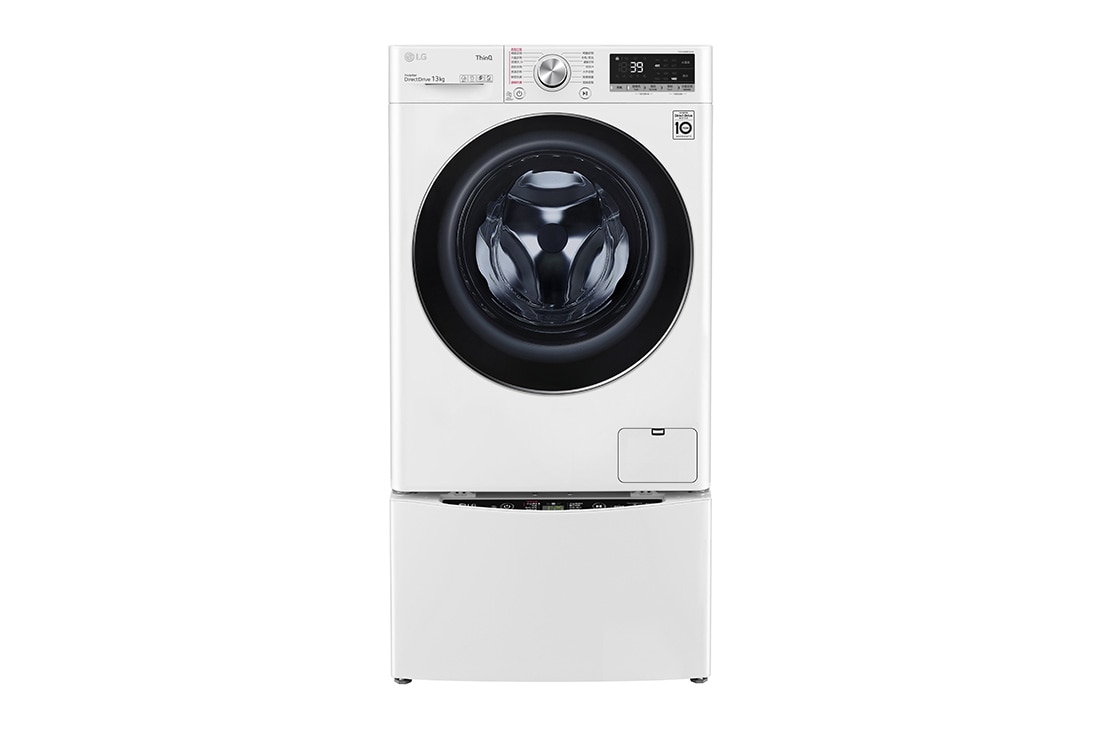 LG TWINWash™ 雙能洗 (蒸洗脫)｜13公斤+2公斤洗衣容量 (冰瓷白), Front, TW13BPT