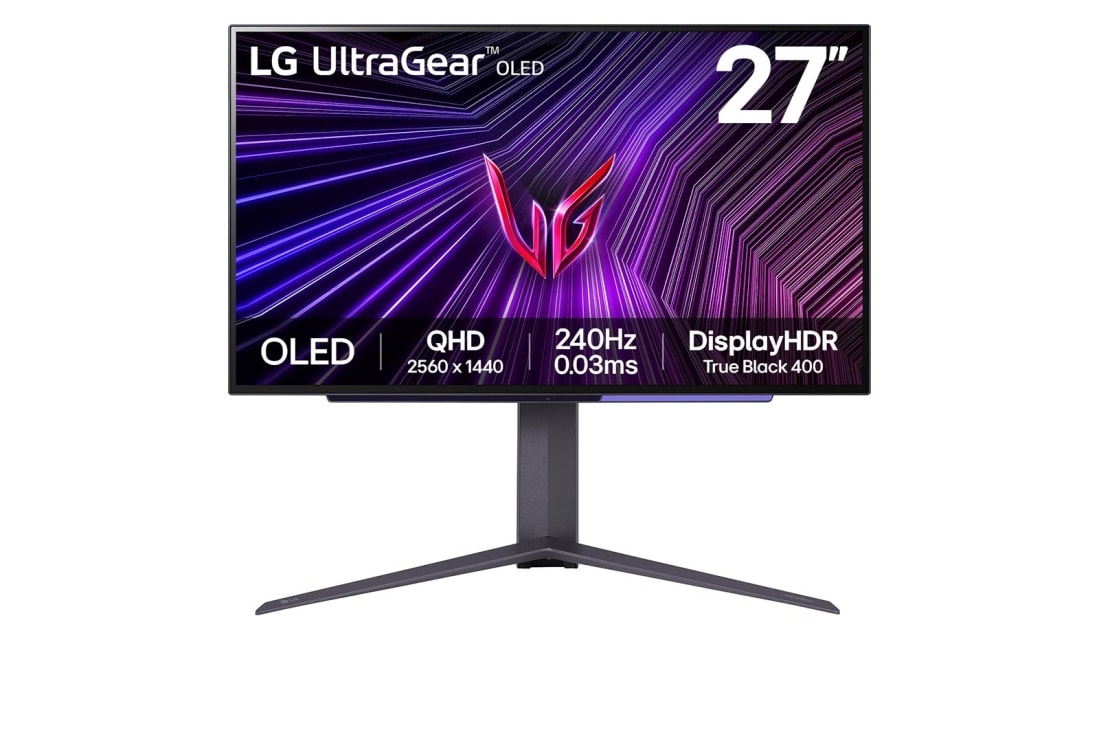 LG 27-дюймовий ігровий монітор UltraGear™ OLED | DisplayHDR True Black 400, 240 Гц, 0,03 мс (GtG), front view, 27GS95QE-B