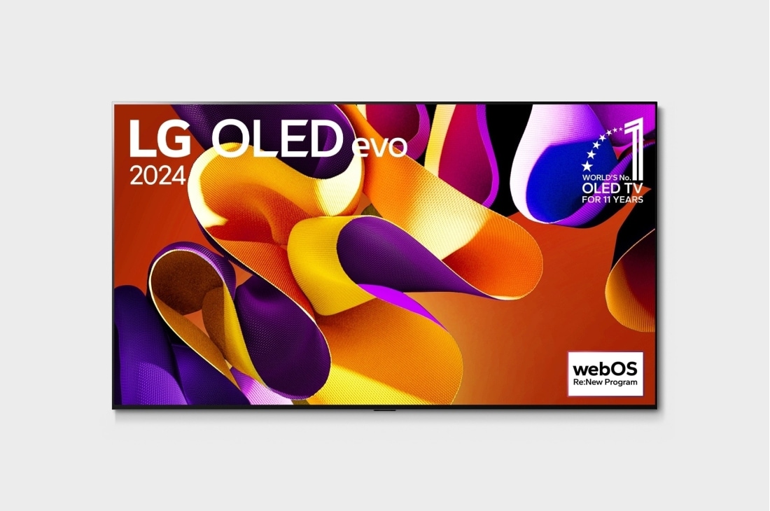 LG Телевізор LG OLED evo G4 | 97  дюймів | 4K | 2024, Slightly-angled left-facing side view of LG OLED evo TV, OLED G4 on the wall, OLED97G45LW