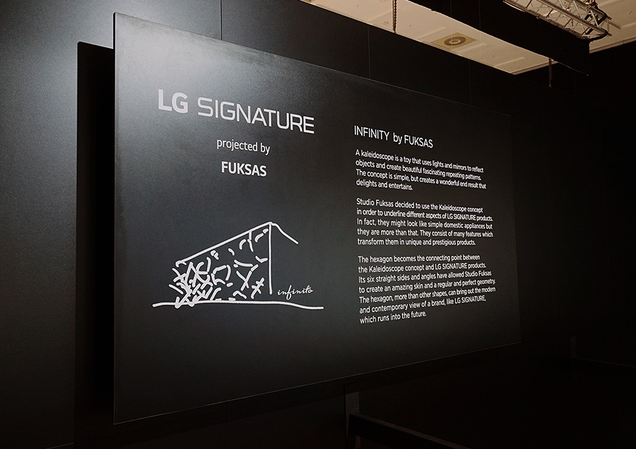 Notice board of explaining the concept of LG SIGNATURE at IFA 2019 by influencer Fuksas