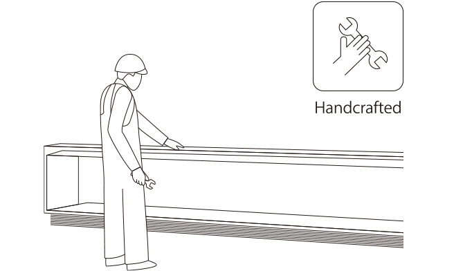 Image explaining that how aluminum stand body of LG SIGNATURE 8K OLED TV is crafted by hand