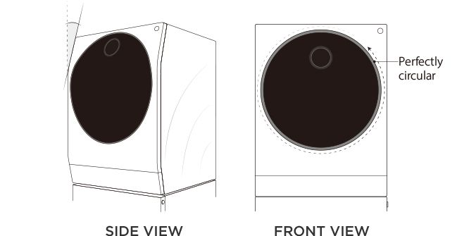 Side and front view of LG SIGNATURE Washing Machine that shows its perfectly circular shaped door