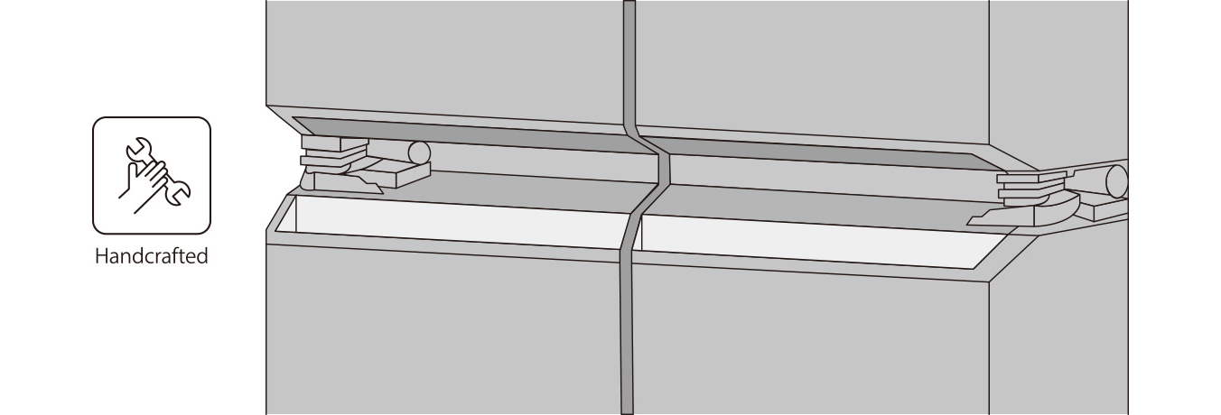 Image showing that the handle bar of LG SIGNATURE Refrigerator is made of aluminum