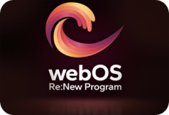 WebOS logo with webOS Re: New Program in text beneath it, illustrating the AI Experience feature.