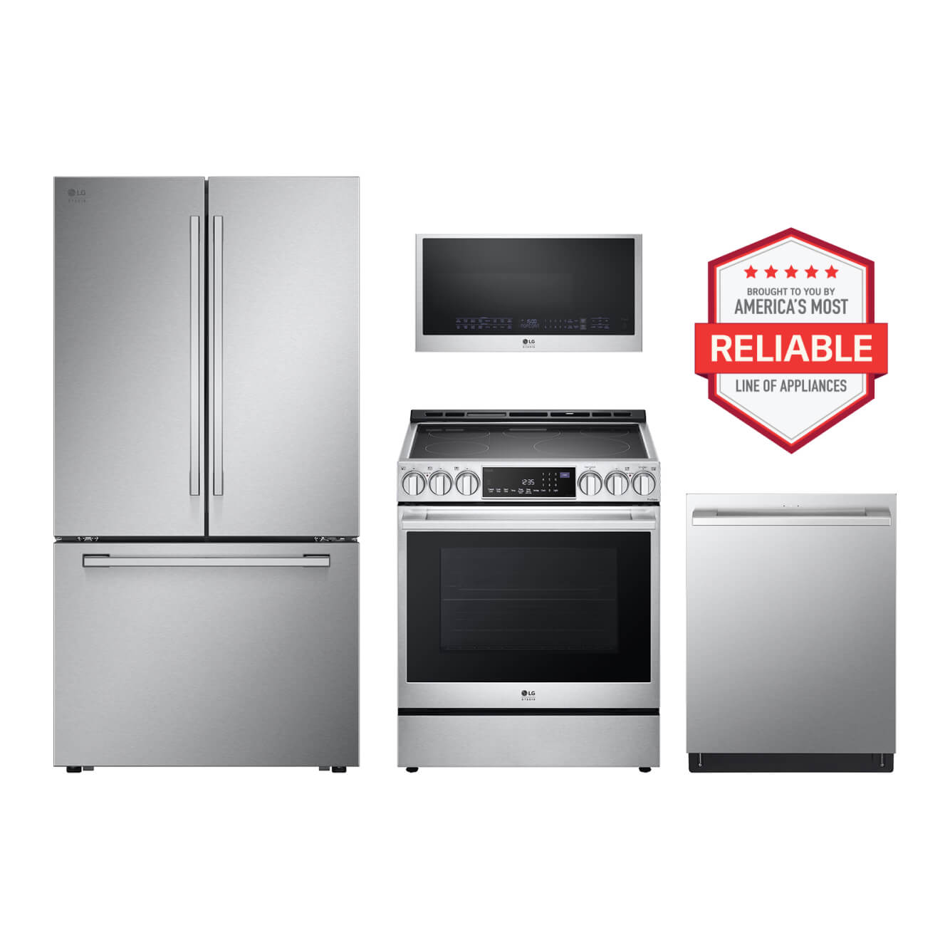 LG STUDIO 4 Piece Kitchen Package with Electric Slide-in Range in Stainless Steel1