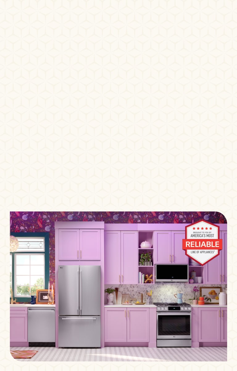 Kitchen Packages appliances on red and white background