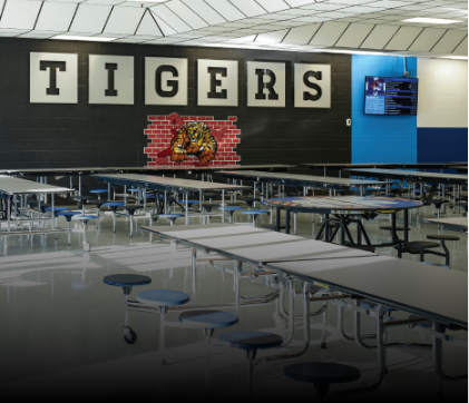 Digital signage in school cafeteria