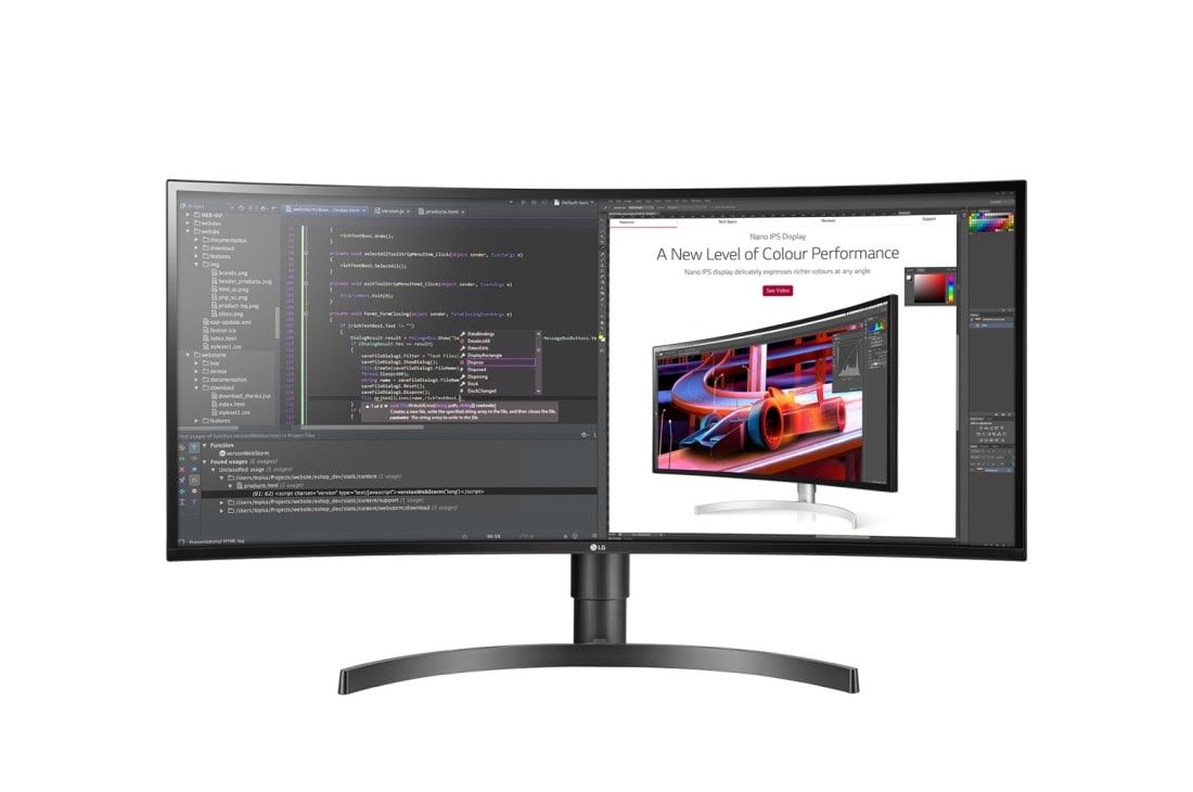 34'' IPS QHD Curved UltraWide™ Monitor with HDR10, sRGB 99%, Flicker Safe,  Reader Mode, Black Stabilizer & Dynamic Action Sync