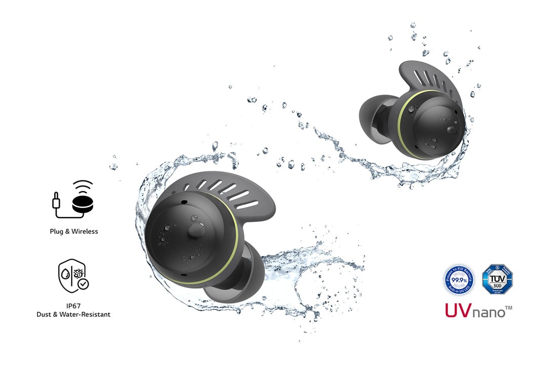 LG TONE Free® Fit - SwivelGrip Technology True Bluetooth UVnano+ Earbuds (TONE-TF8Q) | USA