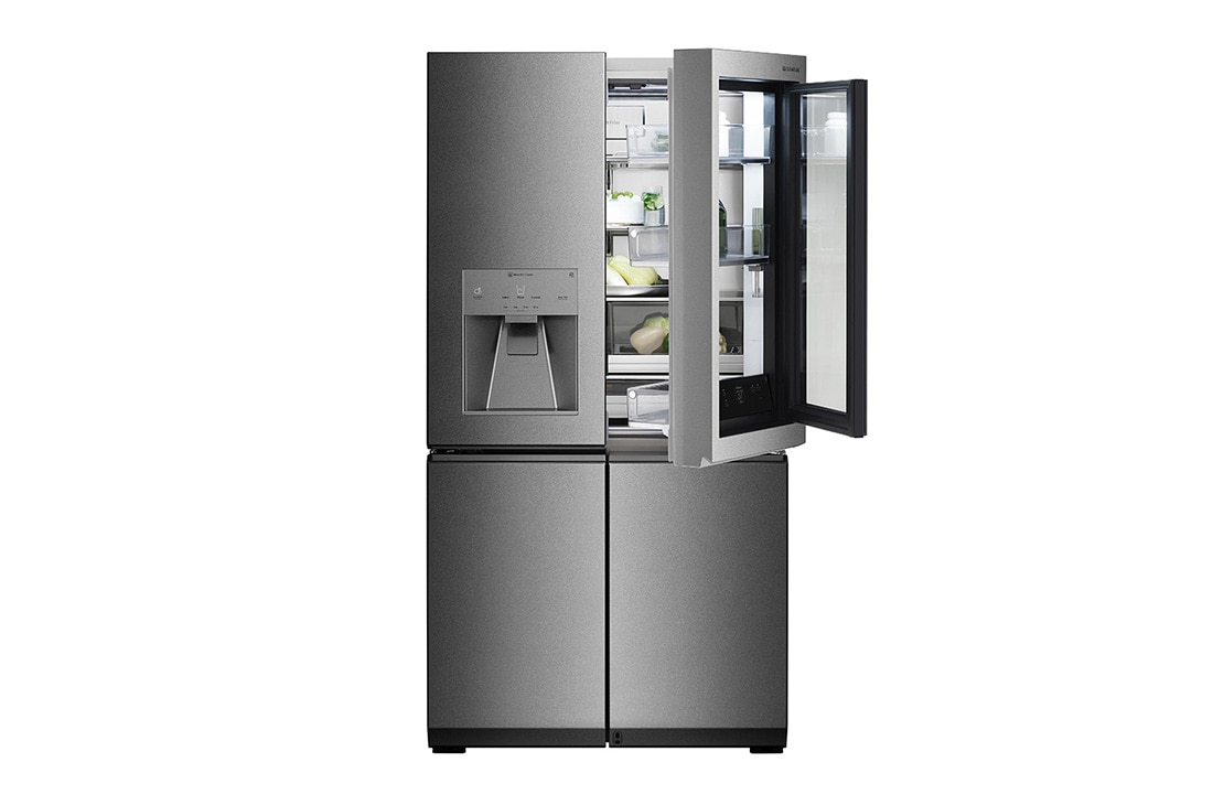 LG SIGNATURE 30 cu. ft. French Door Refrigerator w/ InstaView, Glide N'  Serve, Auto Open Door and Voice Activation in Textured Steel URNTS3106N -  The Home Depot