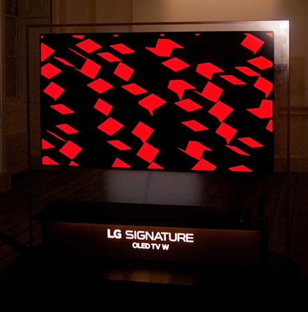 LG SIGNATURE OLED TV W is placed on hall