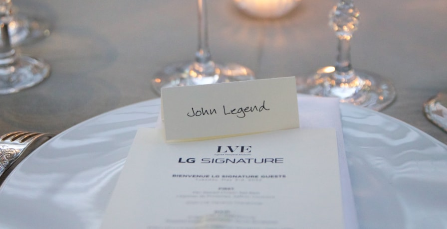 John Legend's seat at the dinner table on the evening of the event.