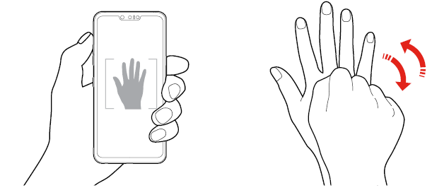 While using the front camera with Gesture shot, show your fist or palm to the camera until a box appears on the screen. Then, open or clench your fist to start the timer countdown.
