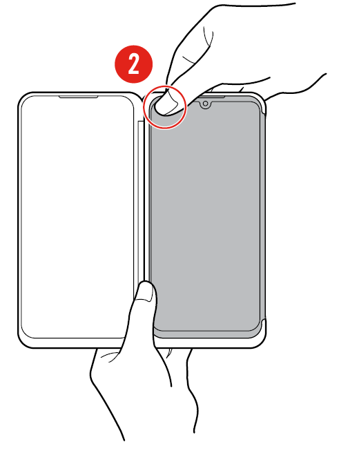 Press [2] of the phone to fully engage the case with the phone. 
