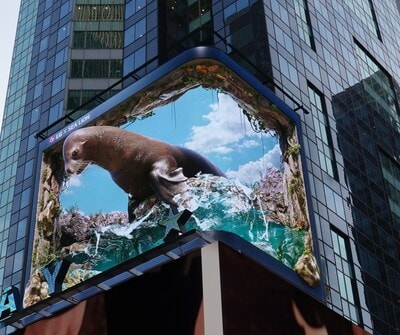 LG Electronics unveiled today the third animal featured in its 3D anamorphic experience on its Times Square billboard in New York City.