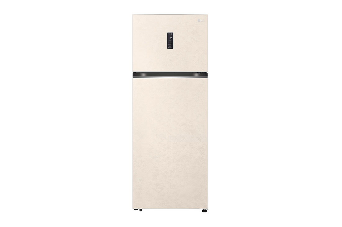 LG Hajm 493 l | Yuqori muzlatkich kamerali LG sovitkich | Qaymoq rang | DoorCooling+™ | HygieneFresh+™ | Smart Inverter Compressor, Front view, GN-B452SEBK