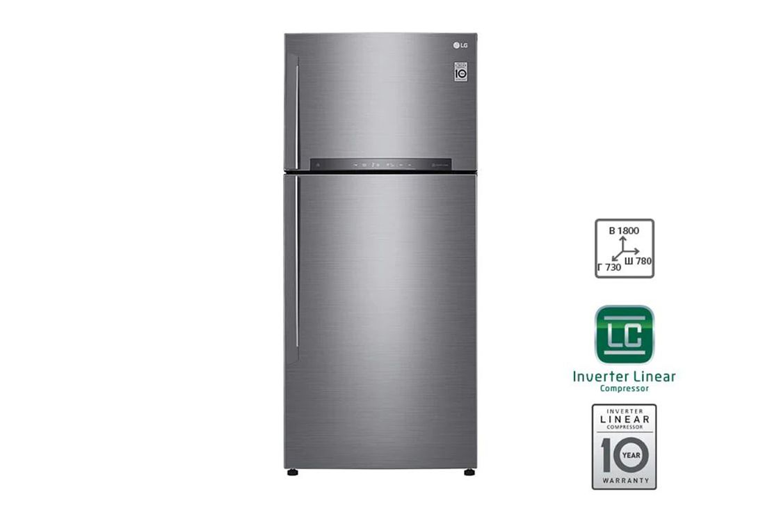 LG Объем 506 л | Холодильник LG с верхней морозильной камерой | Бежевый | DoorCooling⁺™ | Linear Inverter Compressor, Холодильник LG c Инверторным Линейным компрессором, GN-H702HEHU