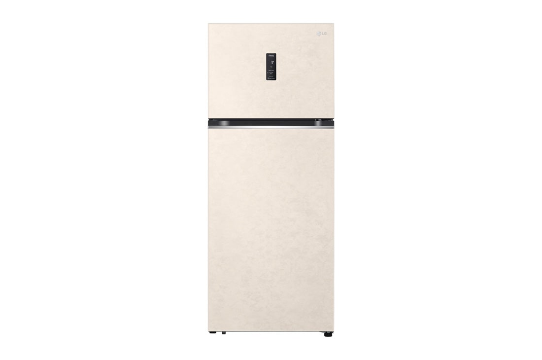 LG Объем 395 л | Холодильник LG с верхней морозильной камерой | Бежевый | DoorCooling+™ | HygieneFresh+™ | Smart Inverter Compressor, вид спереди, GN-B392SEBB