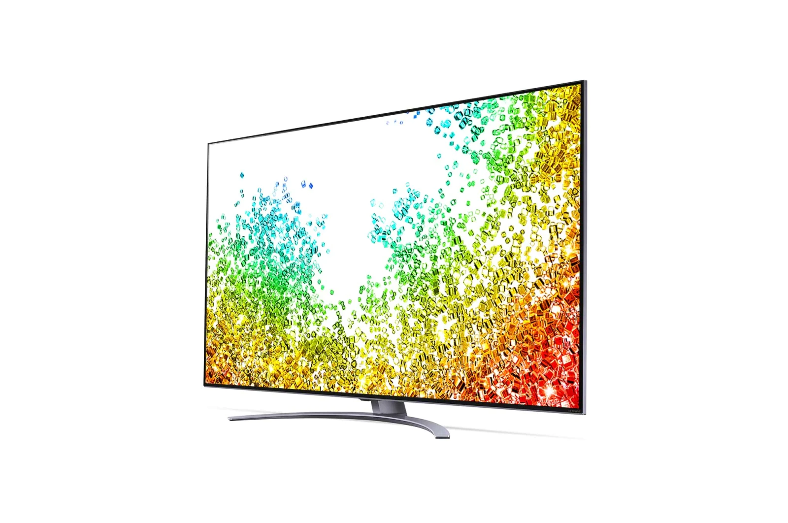 LG NANO96 65'' 8K NanoCell телевизор, вид под углом 30 градусов с изображением на экране, 65NANO966PA