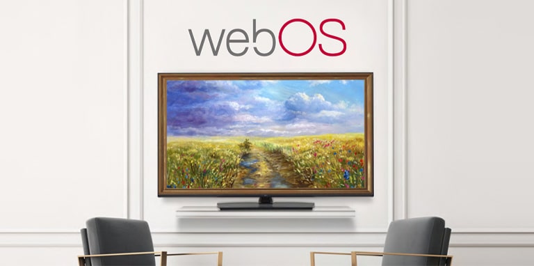 TV đang chiếu một tác phẩm nghệ thuật với Chế độ Phòng trưng bày dựa trên webOS.