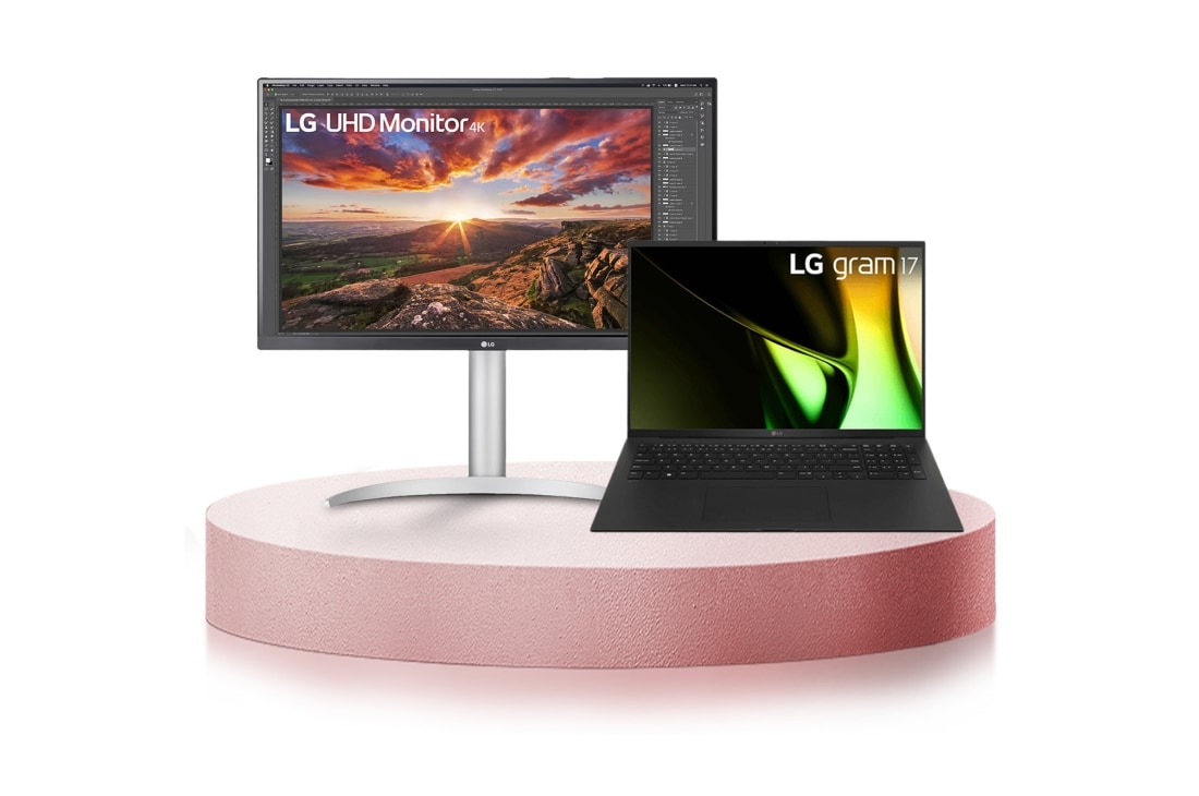 LG Combo Laptop LG gram 17 inch, hệ điều hành Windows Home Adv 11, core i7, RAM 16GB SSD 1TB & Màn hình LG 27'' UHD 4K IPS với Màn hình USB Type-C™ 27UP850N-W, 17AH78.27UP8, 17AH78.27UP8