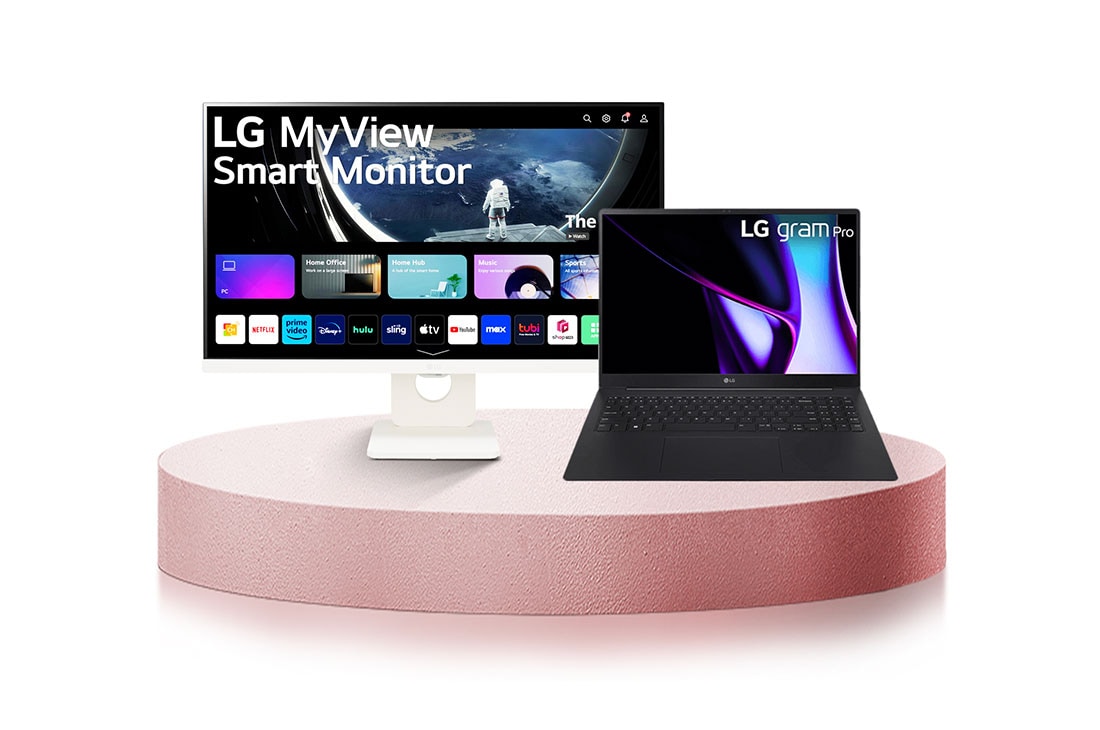 LG ComboLaptop LG gram pro 16 inch, hệ điều hành Windows Home Adv 11, core i7, RAM 16GB SSD 512GB & Màn hình thông minh IPS LG MyView 25'' Full HD với webOS, Bundle image, 16AH75.25SR