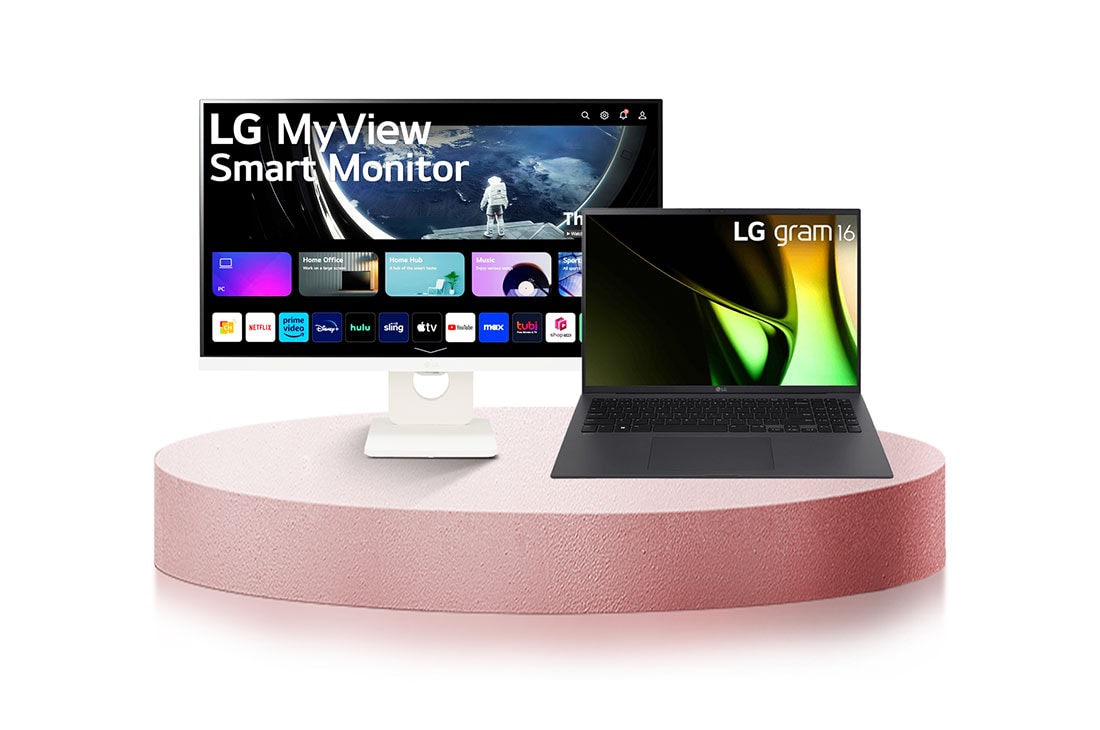 LG Combo Laptop LG gram 16 inch, hệ điều hành Windows Home Adv 11, core i7, RAM 16GB SSD 512GB & Màn hình thông minh IPS LG MyView 25'' Full HD với webOS, Bundle image, 16AH76.25SR