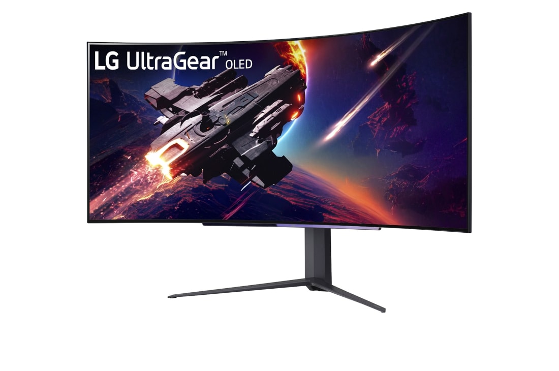 LG Màn hình Gaming 45'' LG UltraGear, OLED WQHD cong với tốc độ làm mới 240Hz Thời gian phản hồi 0,03ms (GtG) - 45GS95QE-B, Hình từ cạnh góc +15 độ, 45GS95QE-B