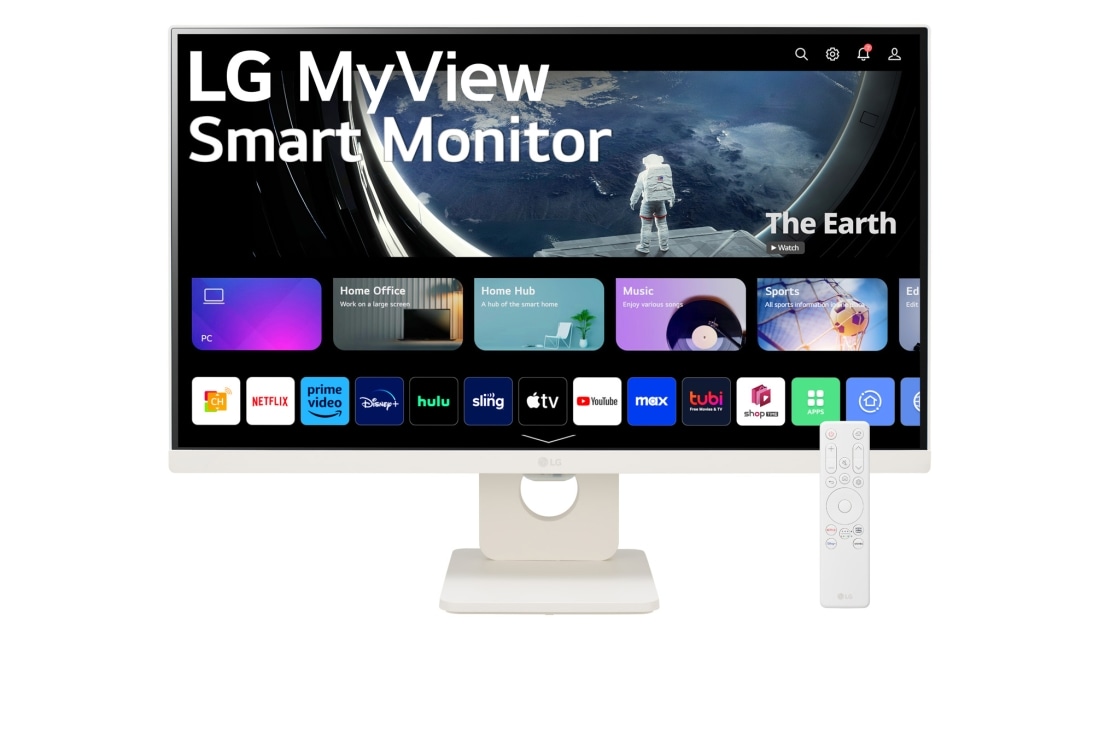 LG Màn hình thông minh IPS LG MyView 25'' Full HD với webOS, hình ảnh mặt trước với điều khiển từ xa, 25SR50F-W