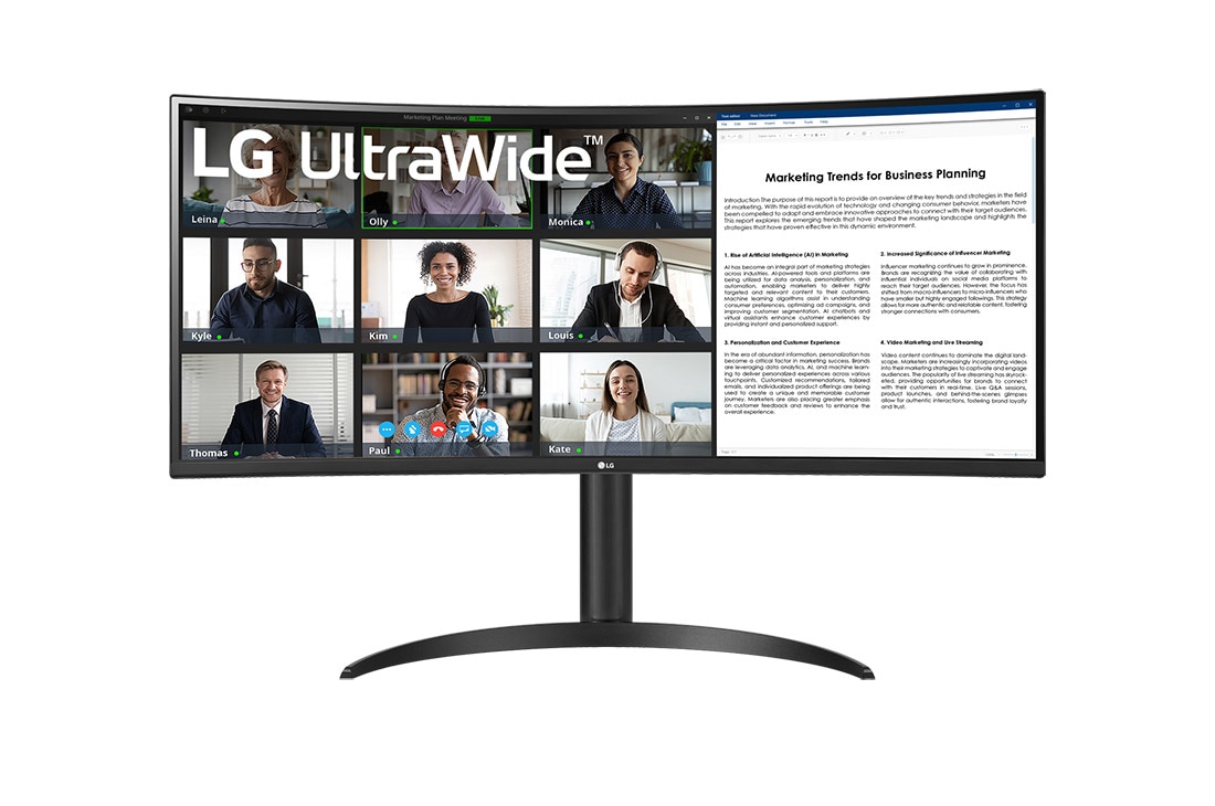 LG Màn hình cong 34'' UltraWide QHD có cổng USB Type-C™, hình chụp mặt trước, 34WR55QC-B