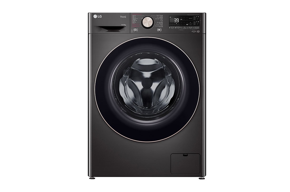 LG Máy giặt sấy lồng ngang LG AI DD™ Inverter 14kg màu đen FV1414H3BA, khung cảnh phía trước, FV1414H3BA