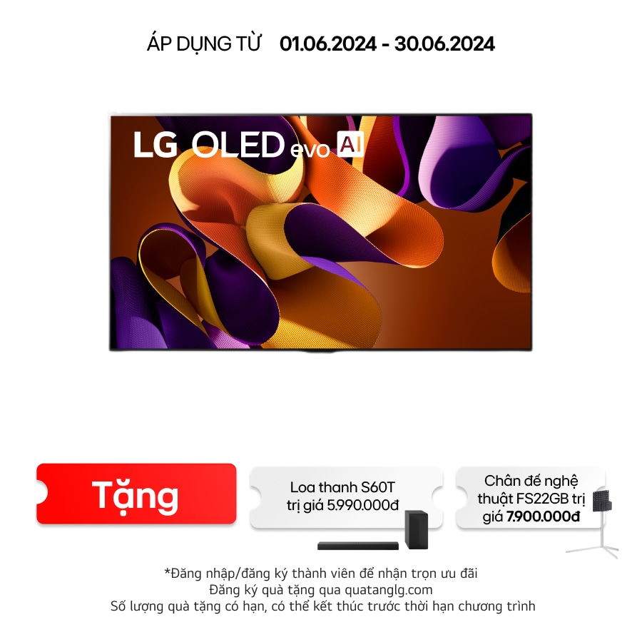 LG TV LG 55 Inch OLED evo G4 4K Smart TV OLED55G4PSA, Hình ảnh mặt trước với LG OLED TV evo, OLED G4, Hình ảnh biểu tượng OLED 11 năm đứng đầu thế giới và logo Bảo hành bảng điều khiển 5 năm trên màn hình, OLED55G4PSA