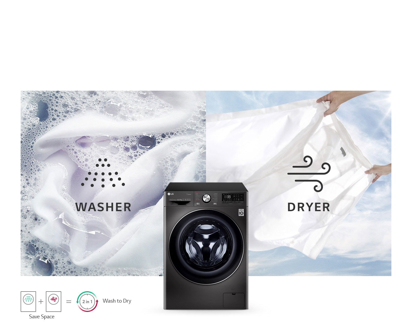 lg 8.5 5kg black stainless steel washer dryer f2v9gcp2e